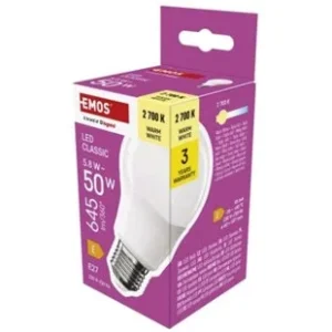 Must-Have Emos LED žárovka Classic A60 / E27 / 5,8 W (50 W) / 645 lm / teplá bílá