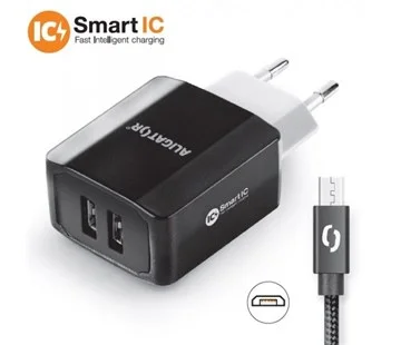Aligator CHS0003 Smart IC 2x USB 3.4A s MicroUSB černá Nová Kolekce