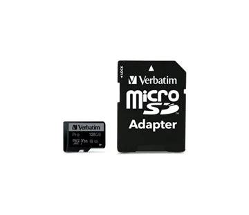 Nová Kolekce VERBATIM Pro microSDXC 128GB UHS-I V30 U3 + SD adaptér
