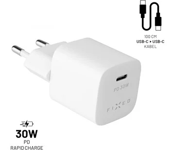 Set síťové nabíječky FIXED Mini s USB-C výstupem a USB-C/USB-C kabelu Hit Sezóny
