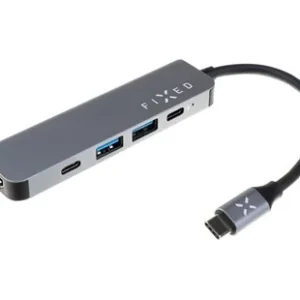 5-portový hliníkový USB-C FIXED HUB Mini pro notebooky a tablety, šedý Horká Nabídka