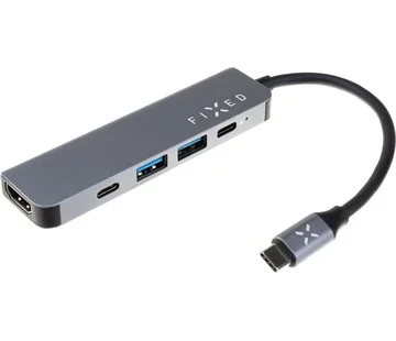 5-portový hliníkový USB-C FIXED HUB Mini pro notebooky a tablety, šedý Horká Nabídka
