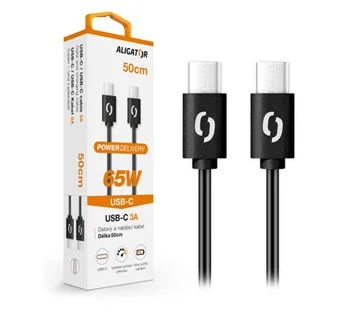 Přímo Od Výrobce Datový kabel ALIGATOR POWER 65W, USB-C/USB-C 3A, 0,5m černý