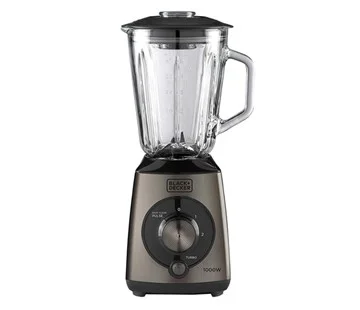 Tovární Cena Mixér Black+Decker, BXJB1000E, stolní, 4odnímatelné nože z nerez oceli, pulsní funkce, turbo funkce, 1,5 L skleněná nádoba