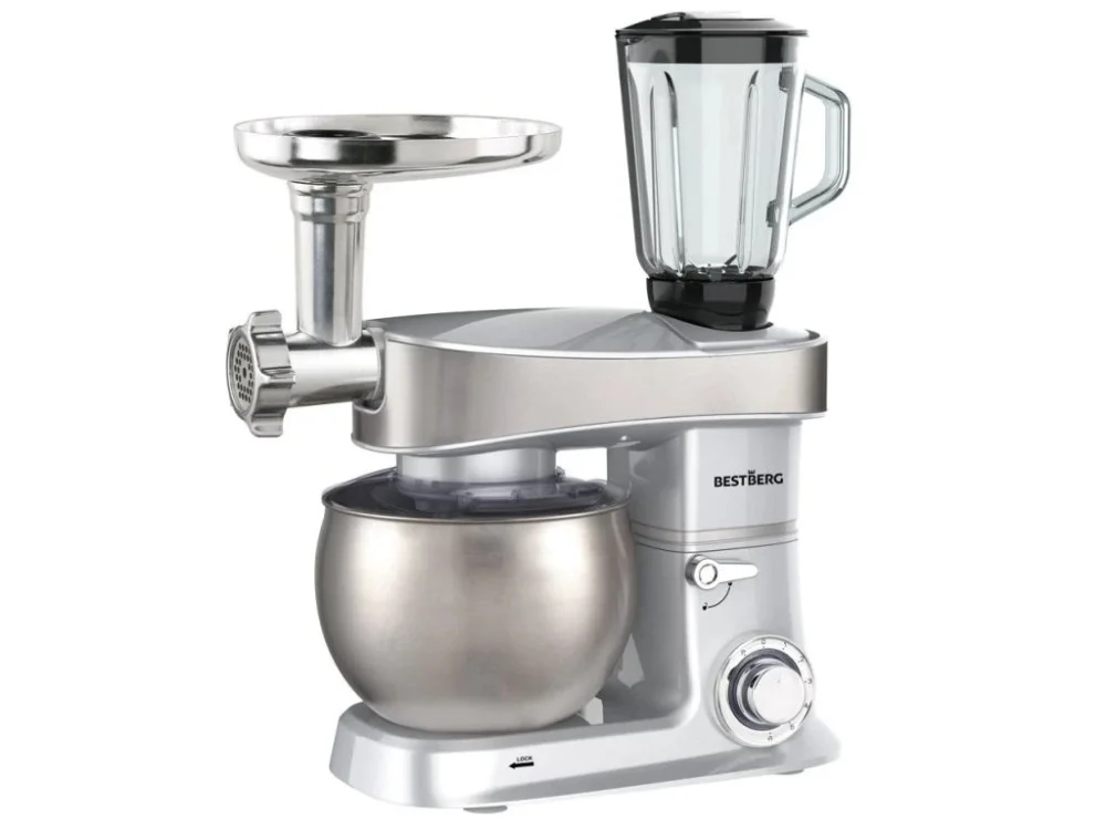 Výhodná Nabídka Multifunkční kuchyňský robot BestBerg BBR-2000S / 2000 W / 6 l / 6 rychlostí / stříbrná