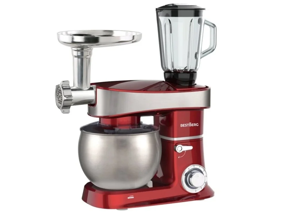 Originální Multifunkční kuchyňský robot BestBerg BBR-2000R / 2000 W / 6 l / 6 rychlostí / červená
