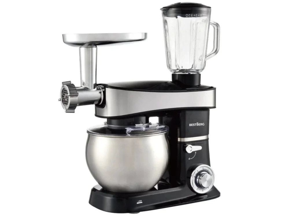 Multifunkční kuchyňský robot BestBerg BBR-2000BK / 2000 W / 6 l / 6 rychlostí / černá Časově Omezené