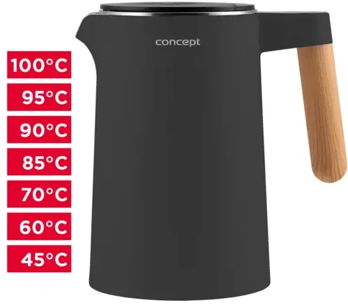 Časově Omezené Rychlovarná konvice s regulací teploty 1,5 l Salt & Pepper, antracitová RK3302