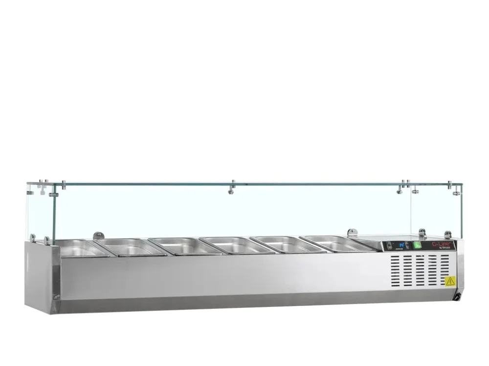G-Line by TEFCOLD GVC33-150 – Stolní chladicí nástavba, se skleněným krytem, 7x GN 1/4, nerezová Sleva