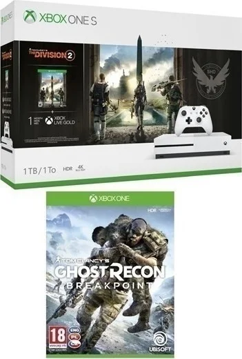 Značkový Microsoft XONE S1TB + Division2 + GhostReconBreakpoint