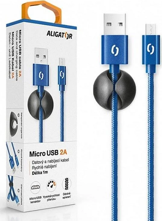 Finální Výprodej Aligator 2A MicroUSB modrý DATKP13